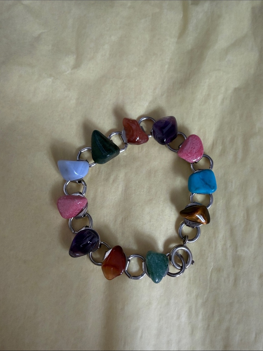 Multicolor Gemstone Chip Link Bracelet - Women